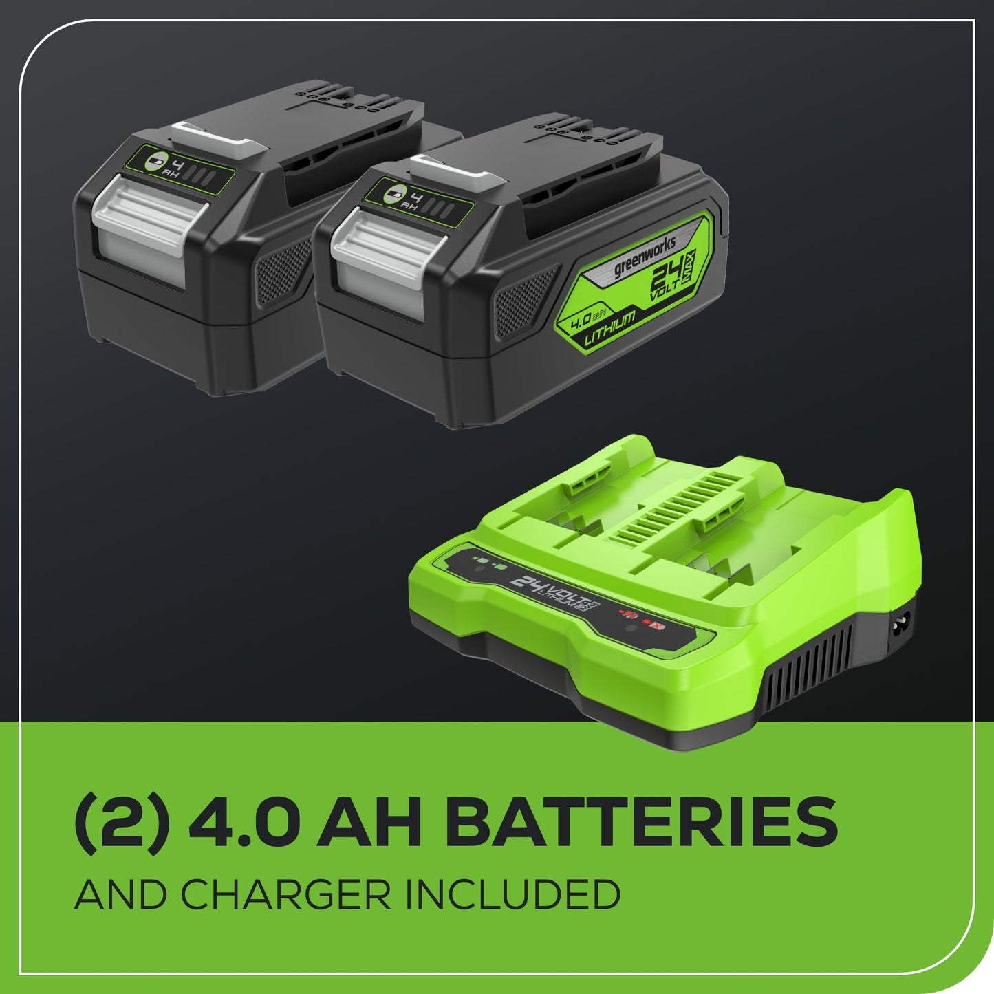 Greenworks 48V (24V x 2) 17" Brushless Mower+12" String Trimmer +320CFM Blower,(2) 4.0Ah Batteries and 2A Dual Port Charger