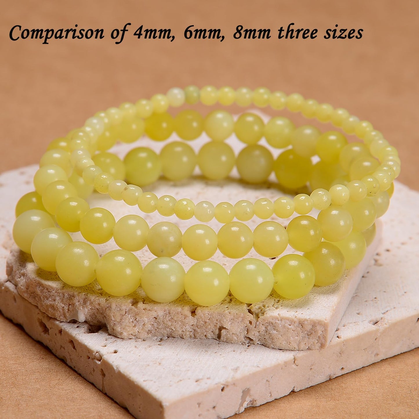 CHCCOYE 6mm Natural Healing Gemstone Bracelet Handmade Yoga Stretch Elastic Bracelet Stress Relief Crystal Jewelry for Men and Women (6mm,Lemon Jade)