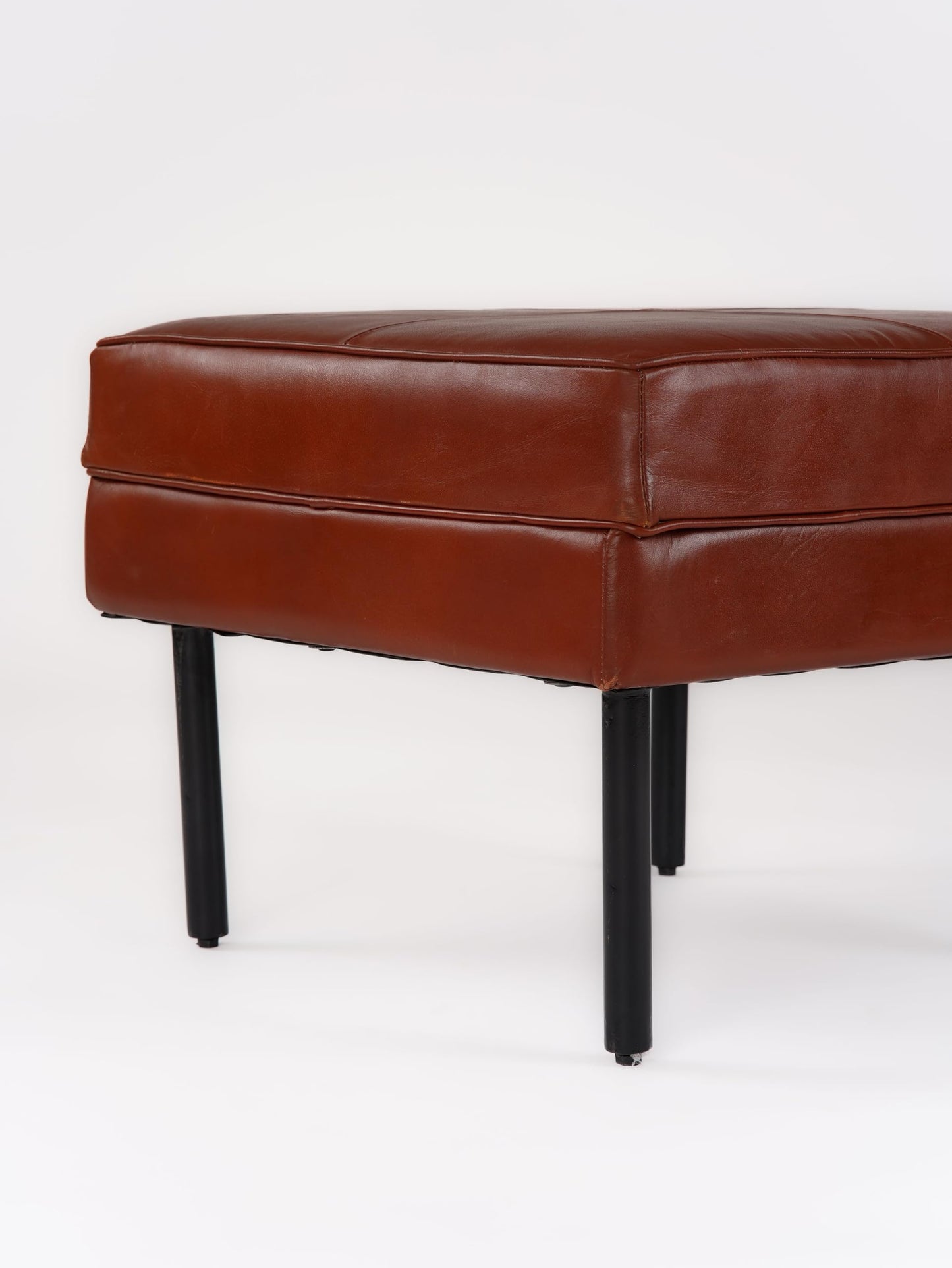 BBHHOMES Handmade Eco-Friendly Geometric Buffalo Leather Ottomon Stool Brown Color Square 24" x 24" x 18" Ottomon Stool (Knock Down) for Living Room, Bedroom Seating