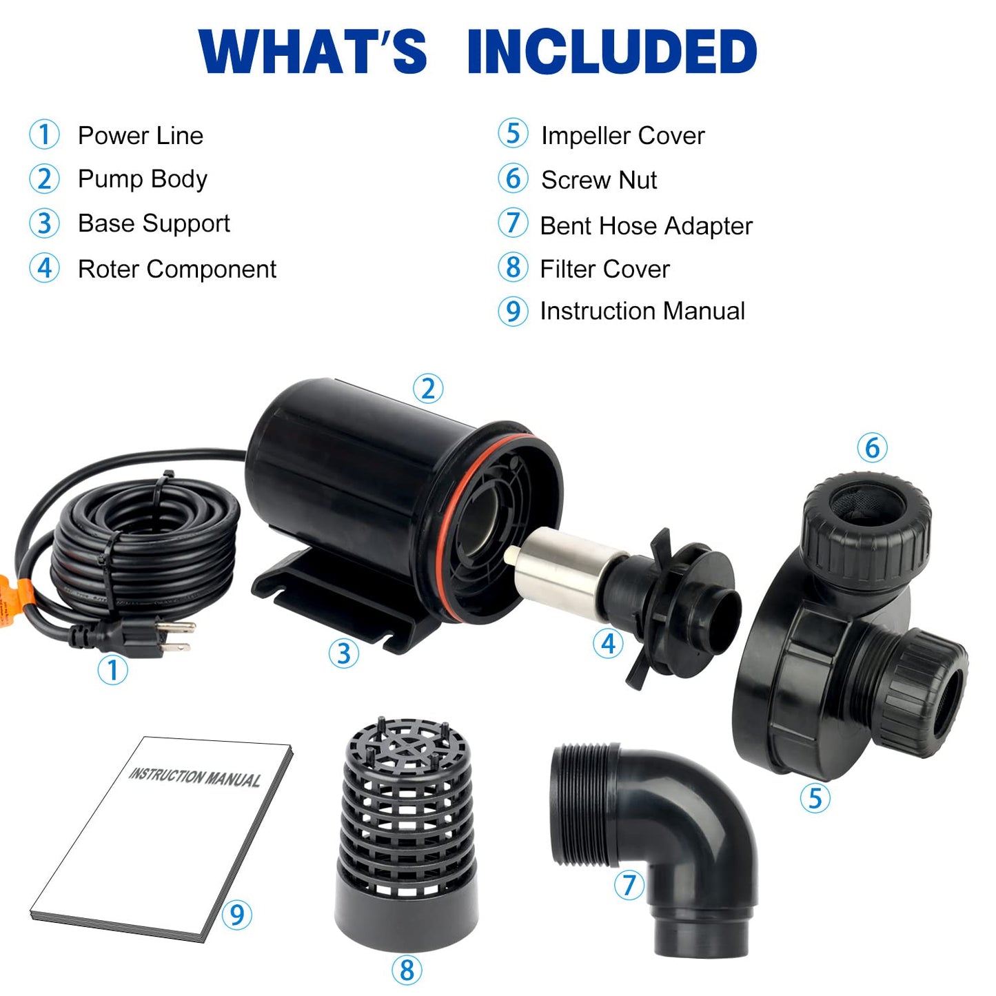 OYO WATER 2000GPH Pond Pumps Submersible Outdoor Inline Pump Pond High Head Water Pump for Garden Waterfall Fountain Water Circulation Pump for Koi Fish Pond