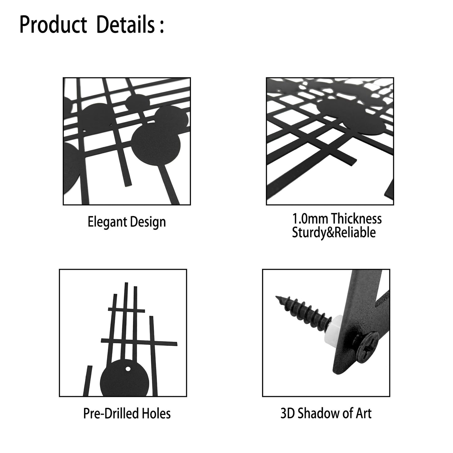 Rajukit Modern Geometric Abstract Metal Wall Art – Black Wall Decor – Large Metal Wall Sculpture for Living Room, Versatile Home Decor(33.9”*15.7”)