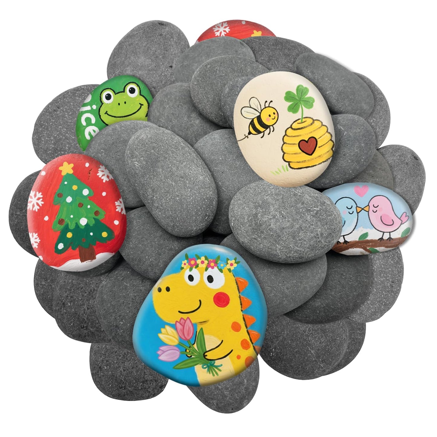 RITOLLO 26PCS River Rocks for Painting 2-3 Inch Flat Smooth Rocks to Paint Alphabet Natural Stones Bulk for Kids, Arts & Crafting Easter Gift Spring Project