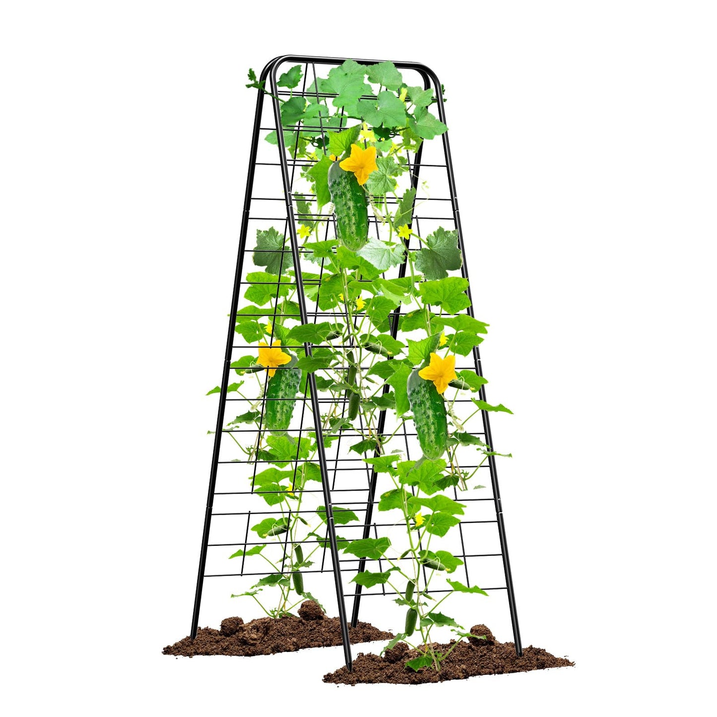 Heavy Duty Cucumber Trellis，50"x17" Adjustable A-Frame Trellis for Climbing Plants ，Metal mesh Design, Rust-Proof and UV-Resistant，Garden Trellis for Cucumber Beans and Vine Type Plants. Black &1Pcs