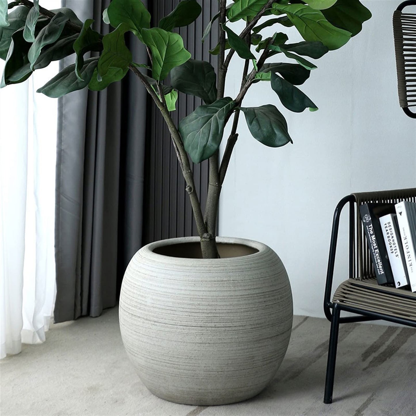 YIMUBDBM Creative Flower Pots Ceramic Flower Pot Plant Container Oversized Spherical Floor Planter Mall Decoration Courtyard Large Green Flower Pot Flowers Pot Plant Bucket-B:high 23 cm