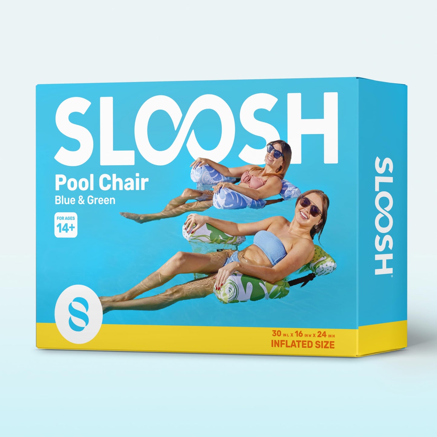 SLOOSH Inflatable Pool Floats Adult, 2 Packs Floating Lounge Chairs,Blow up Pool Noodles for Adult Heavy Duty,Floating Chair for Party Summer Water Beach Lake Fun,Summer Leaves-Green,Blue