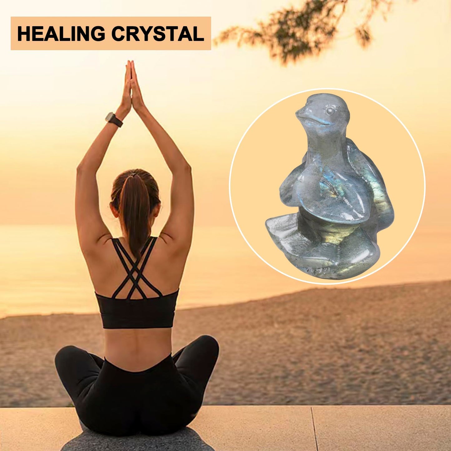 QLRSUXN Labradorite Sea Turtle Meditation Crystal Yoga Sculpture,Hand Carved Healing Figurine Spiritual Decor Chakra Balancing Gift,Zen Statue for Home Office Decorations