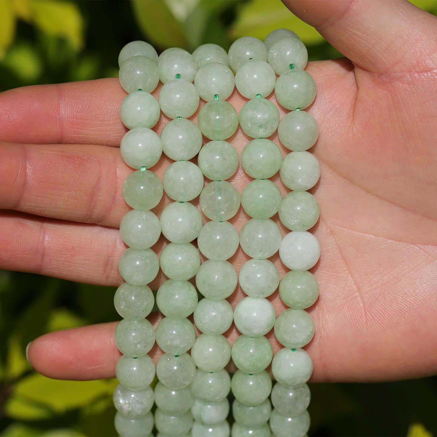 35pcs 10mm Natural Gemstone Beads for Jewelry Making Supplies,Green Burmese Jade Healing Crystal Polished Round Loose Stone Beads for Bracelet Necklace 15 Inch