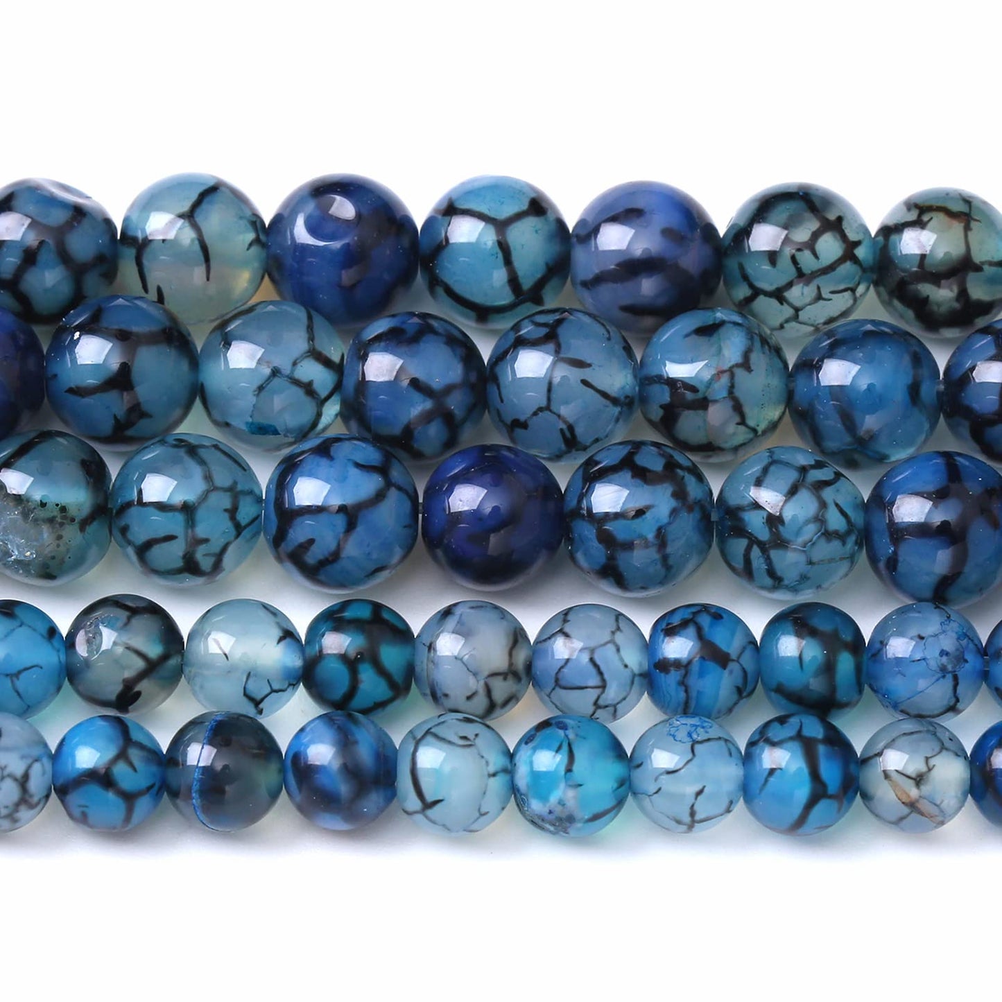 8MM 45PCS Natural Stone Blue Dragon Vein Agate Loose Beads for Jewelry Making DIY Bracelet Necklace