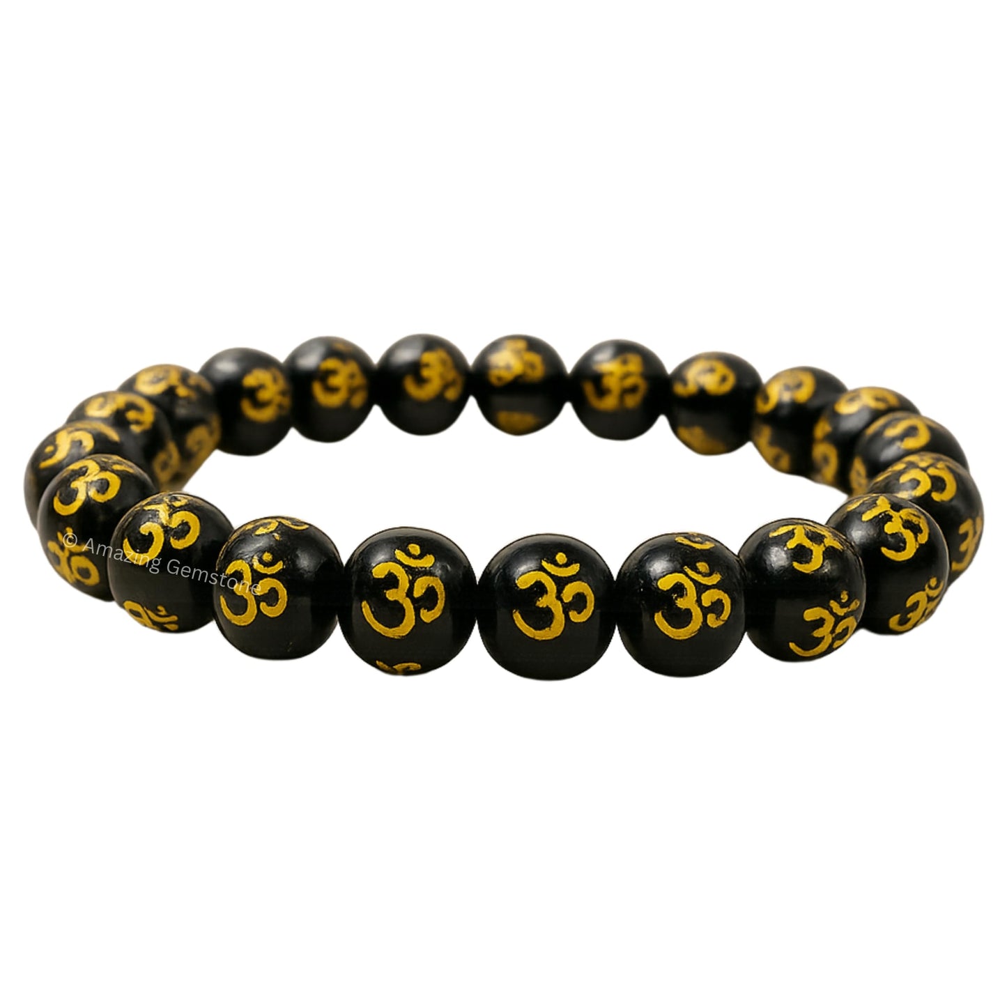Amazing Gemstone Crystal Bracelet for Women Men's Gifts - Protection Healing Crystal Bracelet - 8mm Gemstone Beaded Stretchable Bracelet Pulseras Para Hombres Mujer Stocking Stuffers Mothers Day Gift (OM Black Agate)