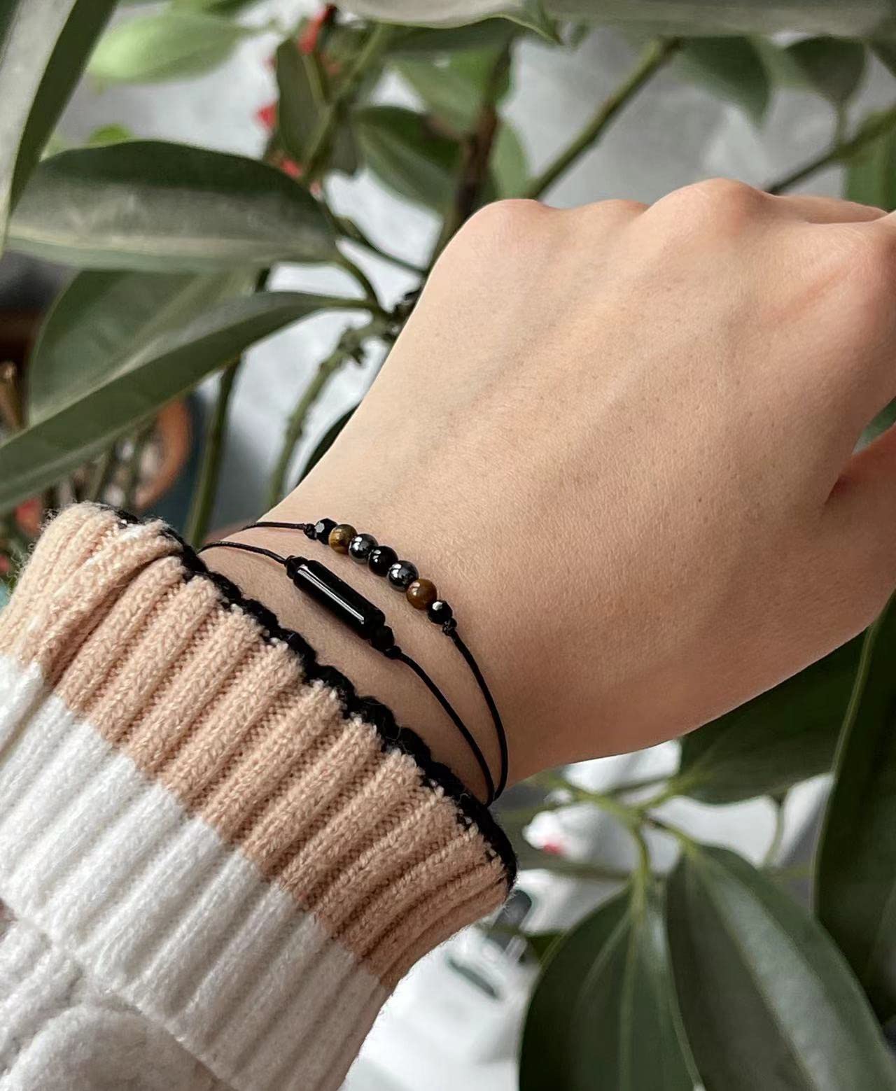 MTJAHPS Protection Bracelet, empath protection, black obsidian Crystals and Healing Stones Bracelet for Women ，Luck ，Anxiety and Stress Clam Bracelet (Protection)