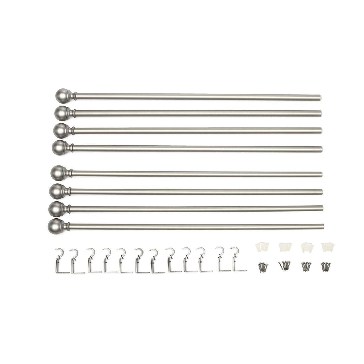 Amazon Basics Sturdy Adjustable Curtain Rod for Windows with Round Finials, Easy Installation, 1-Inch Rod, 36" to 72", Nickel, 1-Pack