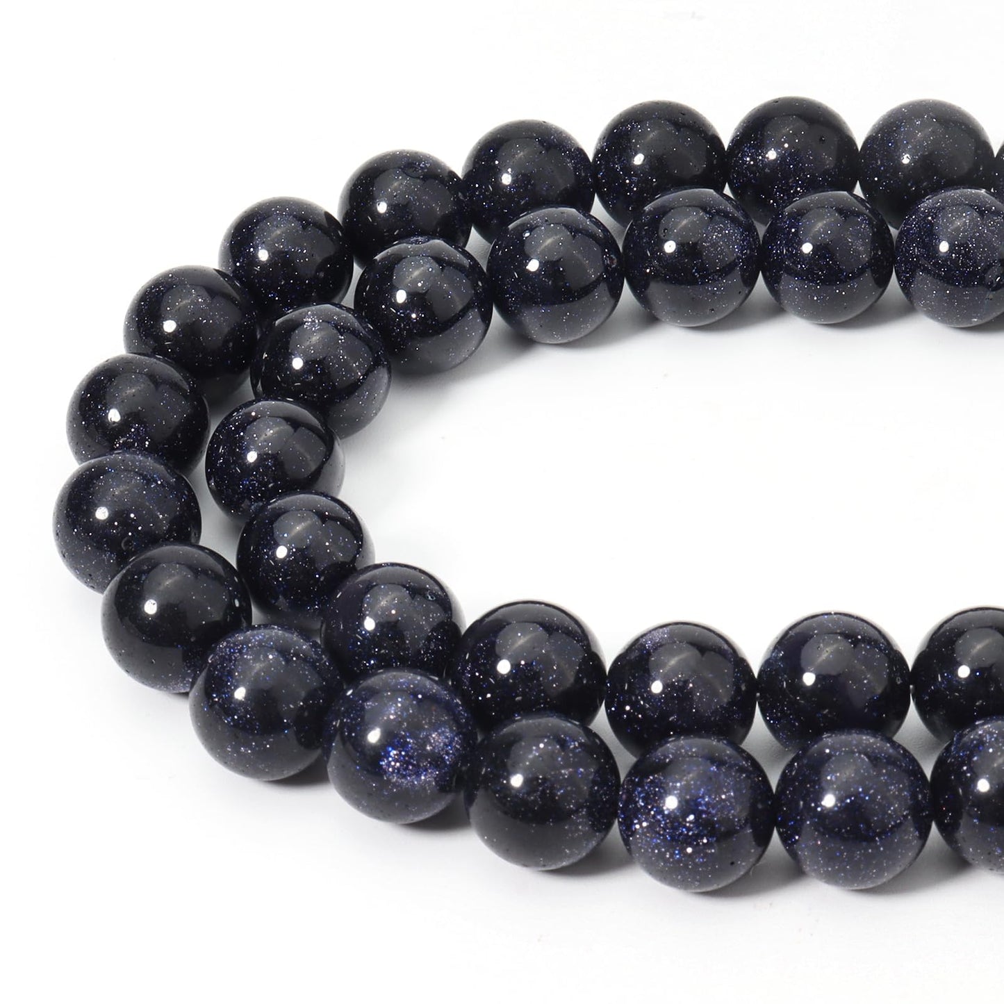 Siomia 45pcs 8mm Natural Blue Sandstone Gemstone Beads Energy Healing Crystal Round Loose Stone Beads for Jewelry Making, DIY Bracelets Necklaces