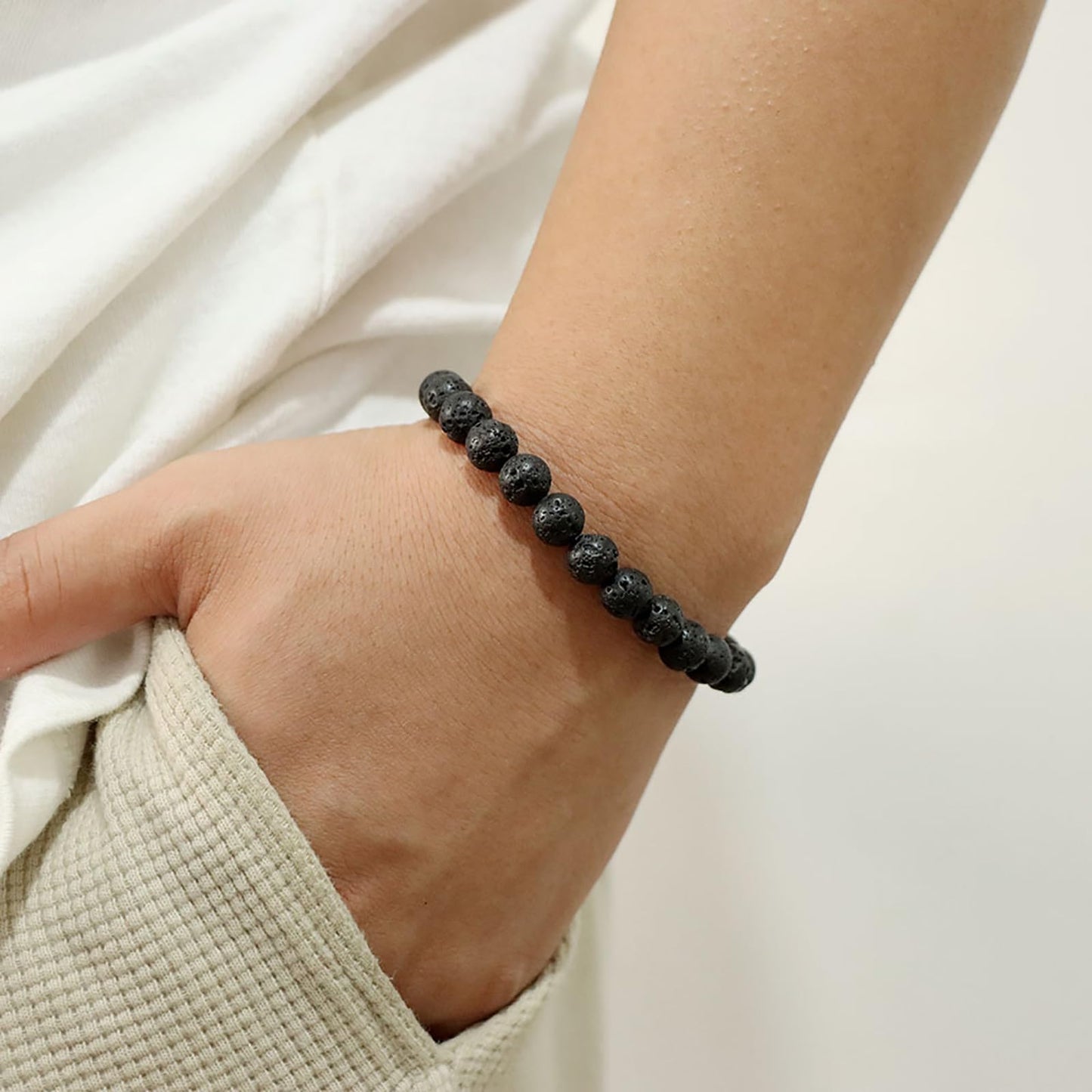 Lava Stone Bracelet for Men Women 8mm Dainty Handmade Adjustable Lava Bead Bracelet Healing Crystal Bracelet Gemstone Bracelets Lava Rock Bracelets for Women