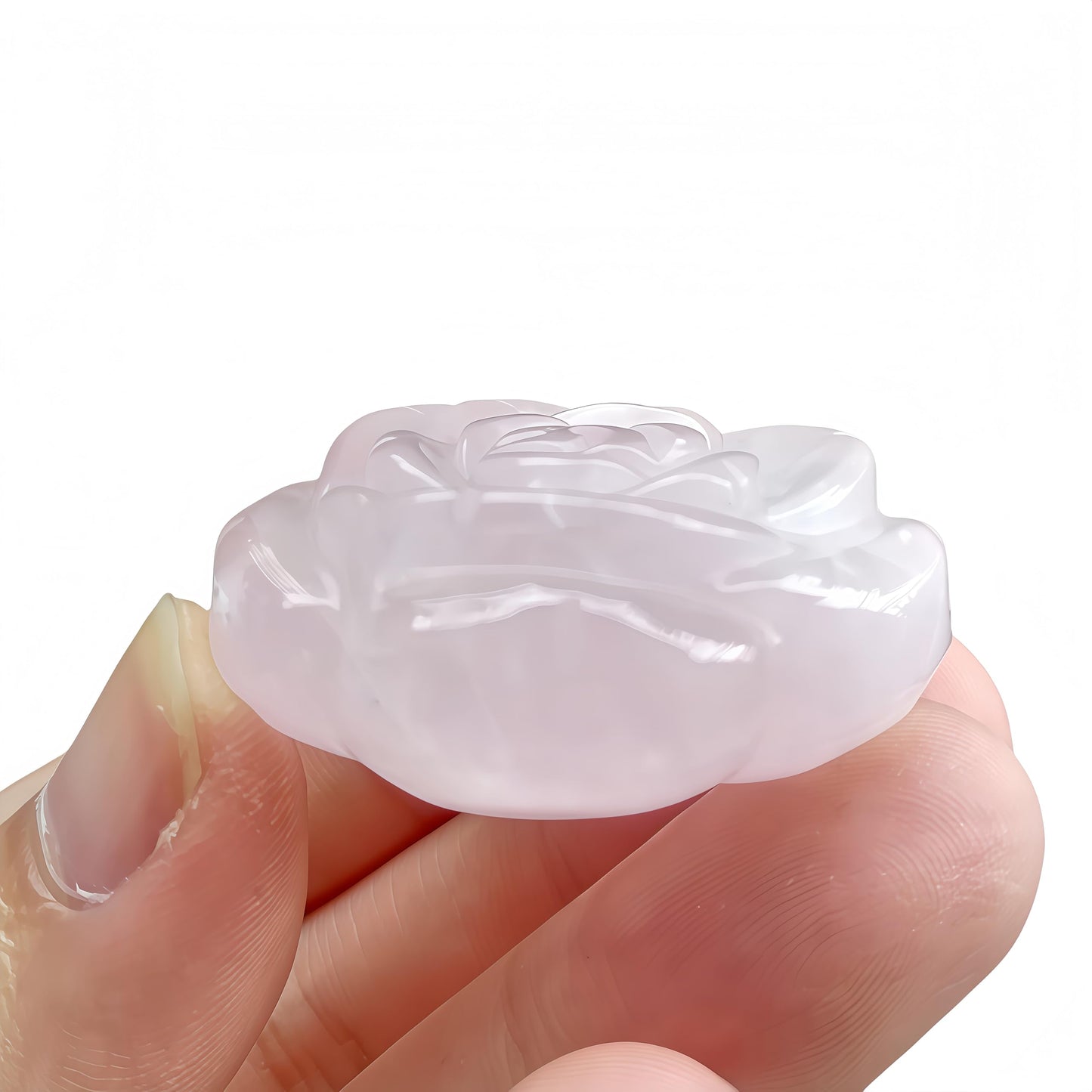 Sunshcat Natural Rose Quartz Crystal Rose Pendant,Three Dimensional Carved Healing Meditation Jewelry Crystals and Healing Stone Figurine,Suitable for DIY Jewelry Making and Valentine's Day Gift