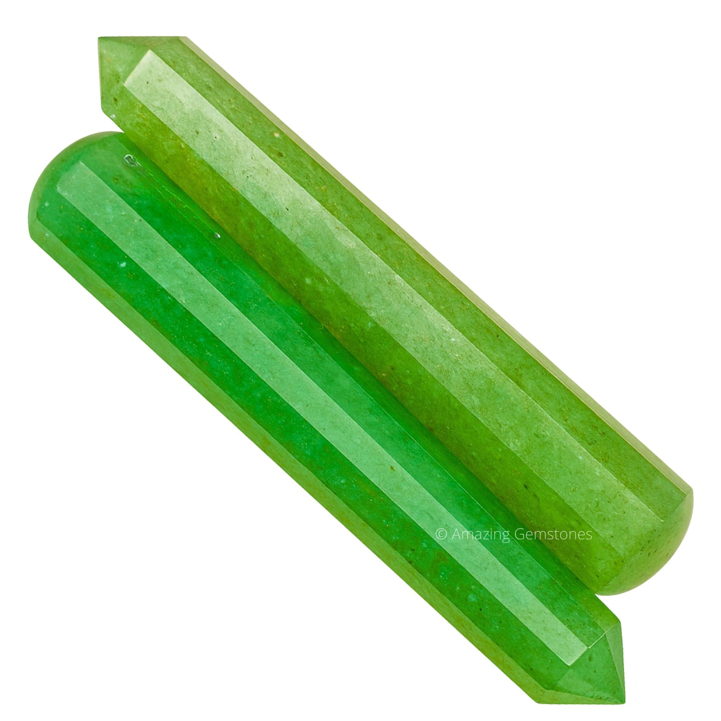 Amazing Gemstone Green Strawberry Quartz Crystal Wand Massage Stick - Pelvic Wand Gua Sha for Adults - Crystals and Healing Stones Massage Wands for Adults Gifts (Pointed)
