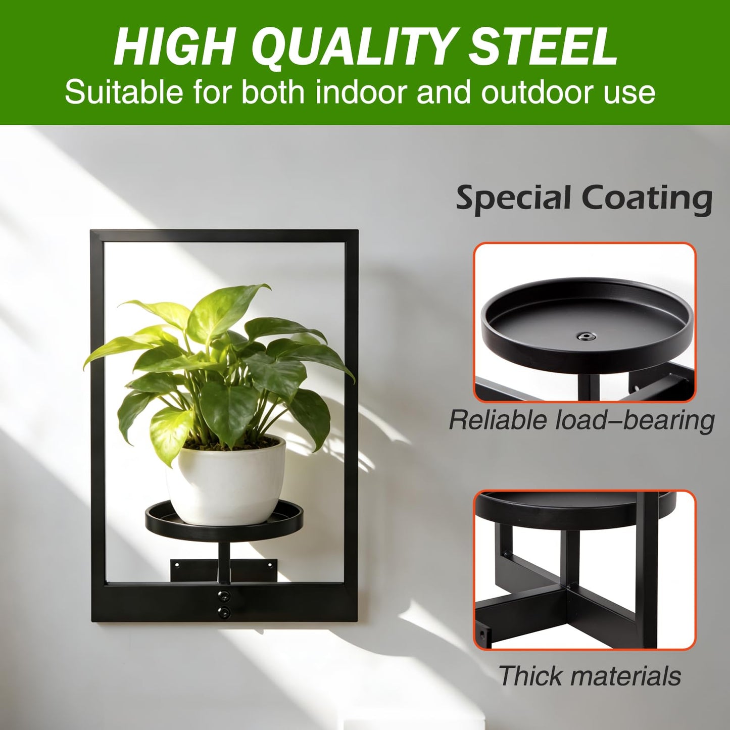 bbteroiu Picture Frame Wall Planters Set of 3, Modern Metal Hanging Shelves for Plants, Rustproof Wall Mount Flower Pot Holder for Indoor Outdoor, Decorative Plant Stand for Living Room Patio, White