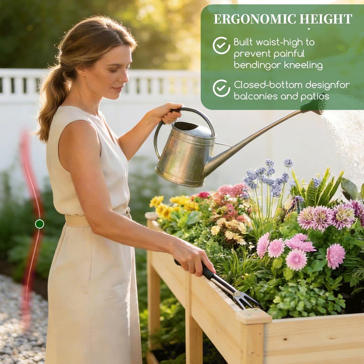 ZIENLIFE Wood Raised Garden Bed, 72x24x30in Elevated Wooden Planter Box with Legs Standing Growing Bed for Backyard, Patio, Balcony with Bed Liner, 200 Pound Capacity