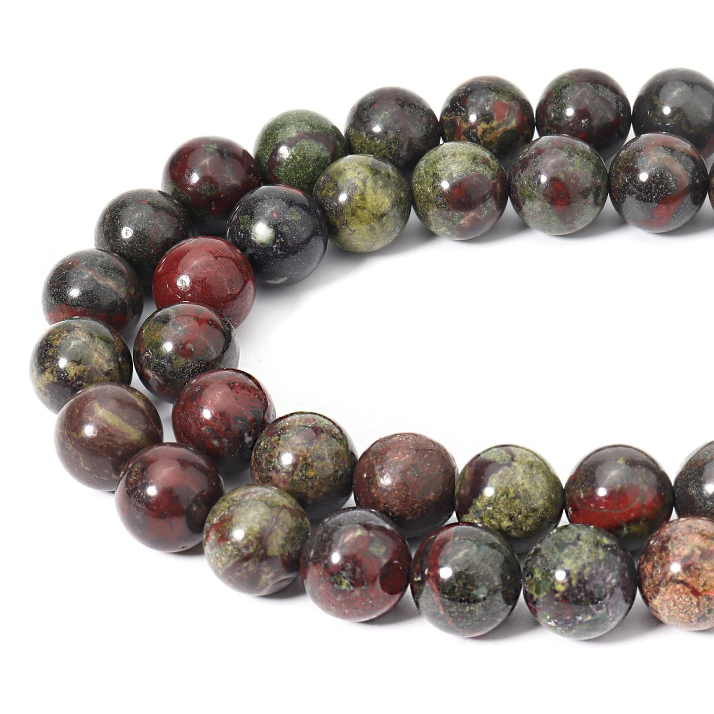 Siomia 45pcs 8mm Natural Dragon Blood Stone Gemstone Beads Energy Healing Crystal Round Loose Stone Beads for Jewelry Making, DIY Bracelets Necklaces