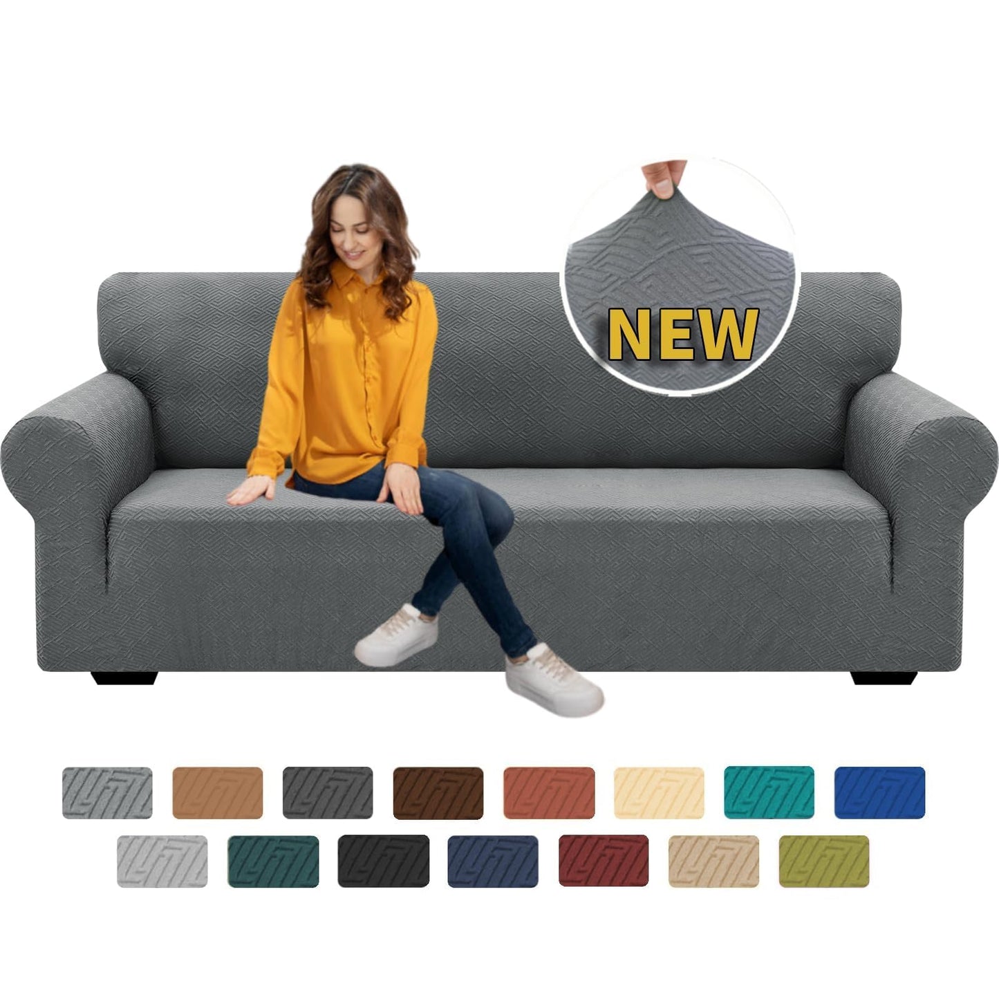 XINEAGE 2026 New 1 Piece Couch Covers for 3 Cushion Couch (79"-91") Stretch Sofa Cover Slipcover Pet Friendly Soft Washable Furniture Protector with Elastic Bottom for Kids,Dog (Sofa, Light Gray)