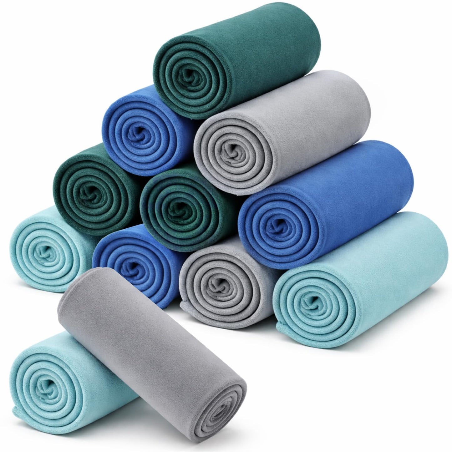 Newwiee 12 Pcs Fleece Throw Blankets Bulk 50'' x 60'' Oeko-tex Standard 100 Certified Spring Outdoor Wedding Guest Blankets Lightweight for Sleepover Donation Lap Pet Sofa Home (Green Shades)