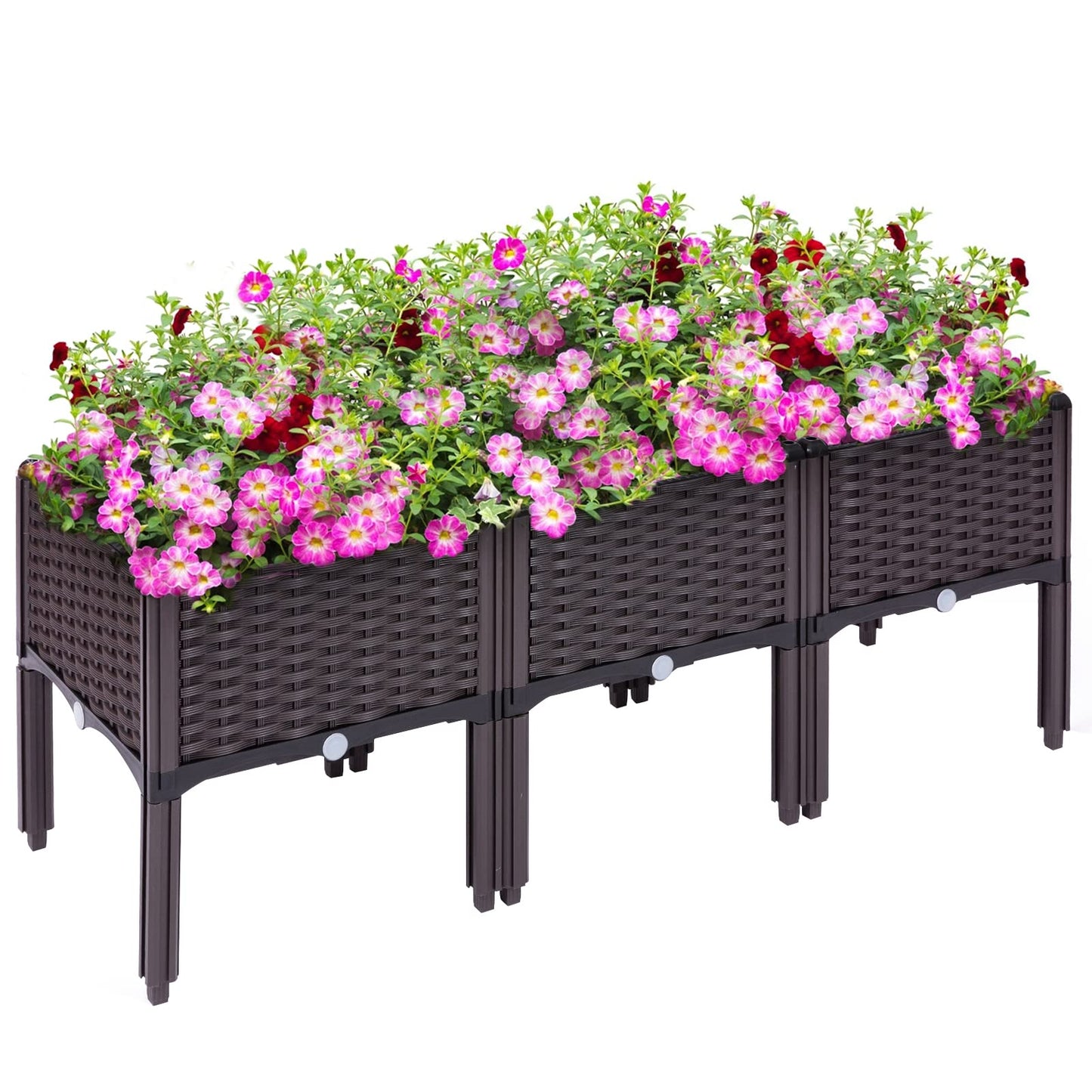 Kalolary 3 Sets Raised Garden Bed Elevated Garden Bed with Legs Patio Plant Boxes Vegetable Flowers Planting Raised Container for Indoor Outdoor Plant Fence Balcony Yard Gardening Supplies