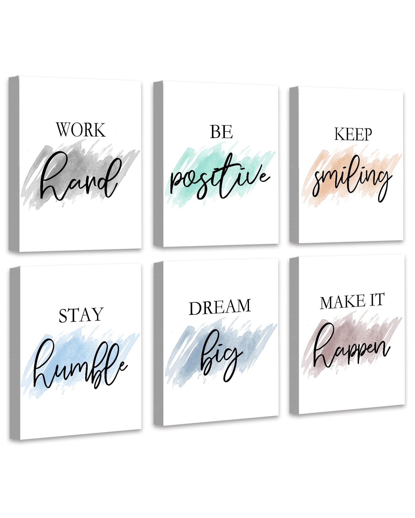 𝗗𝗿𝘀𝗼𝘂𝗺 Motivational Wall Decor Inspirational Office Wall Art Quotes Wall Art for Living Room Encouraging Canvas Posters for Office Bedroom Sayings for Wall Decor - 8” x10” x6 PCS (𝗙𝗿𝗮𝗺𝗲𝗱)