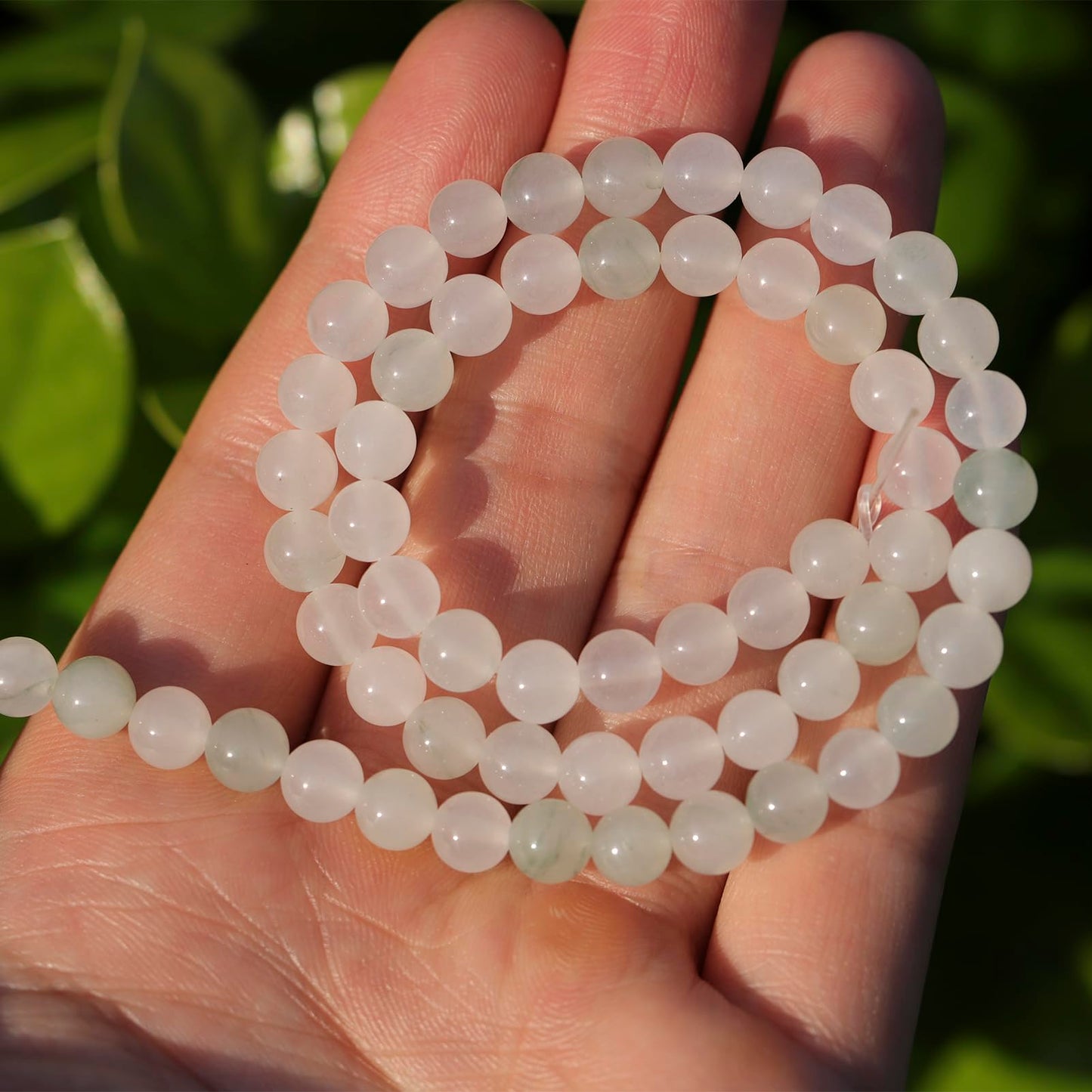 6mm Natural Stone Beads 65pcs White Jade Jasper Polished Round Smooth Crystal Loose Gemstone Beads for Jewelry Making DIY Bracelet Necklace Earring Crafts Supplies