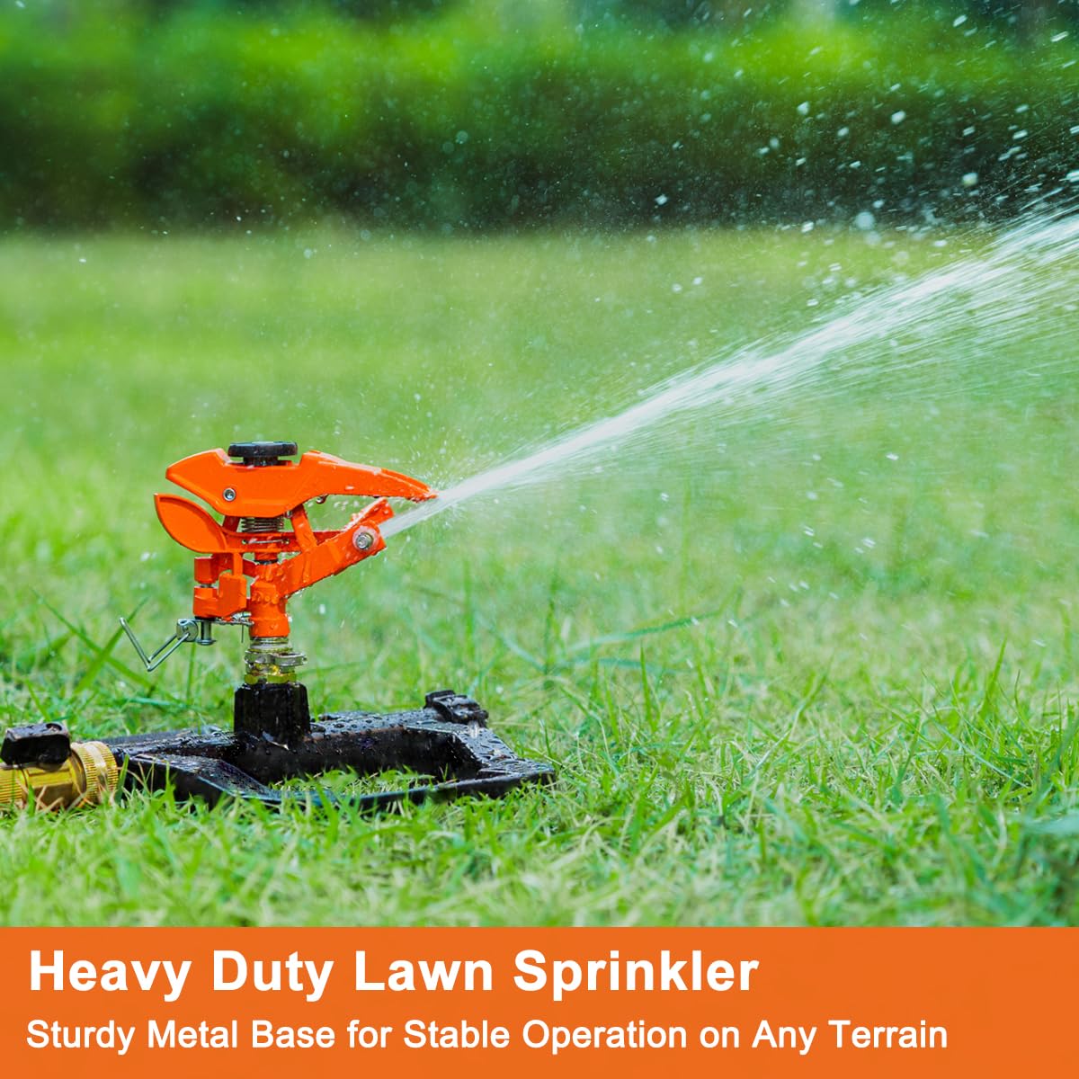 FANHAO Heavy Duty Pulsating Impact Sprinkler for Yard, 360 Degree Rotating Lawn Sprinklers with All Metal Base, Adjustable Large Area Irrigation Sprinkle for Garden, Covers Up to 5,800 Sq. Ft
