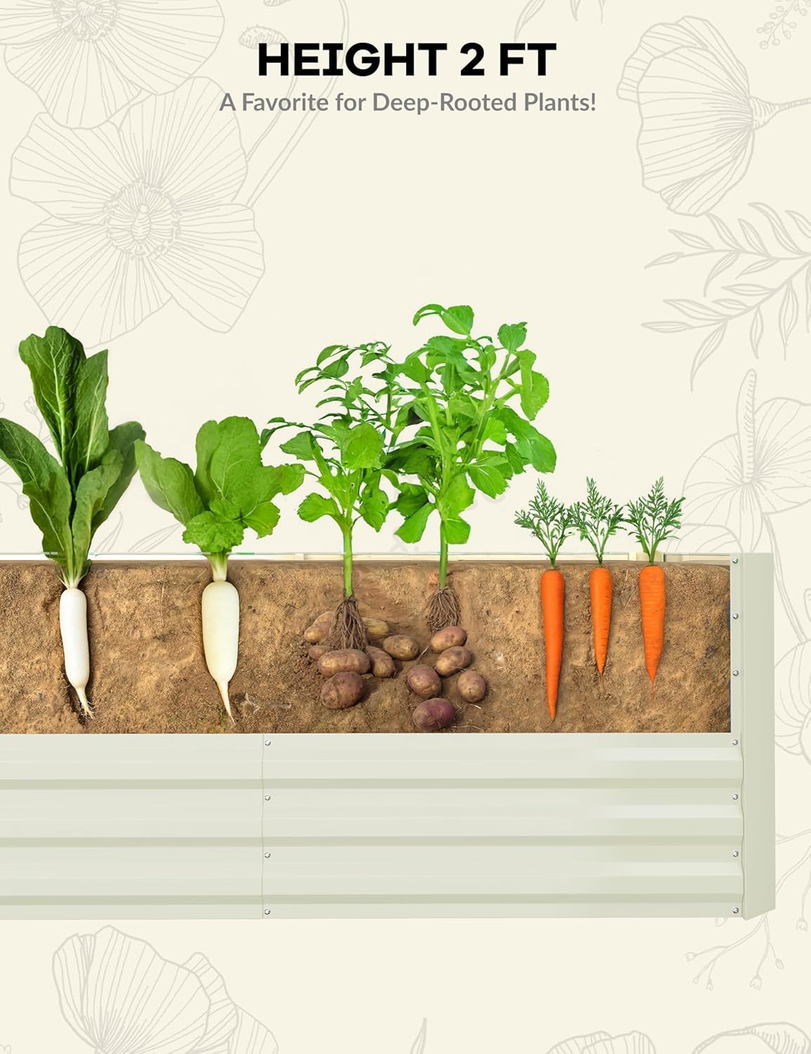 Garvee 2PCS 8x4x2ft Galvanized Raised Garden Bed Outdoor,Rust-Resistant Raised Garden Beds for Gardening, Easy Assembly Outdoor Garden Box & Planters