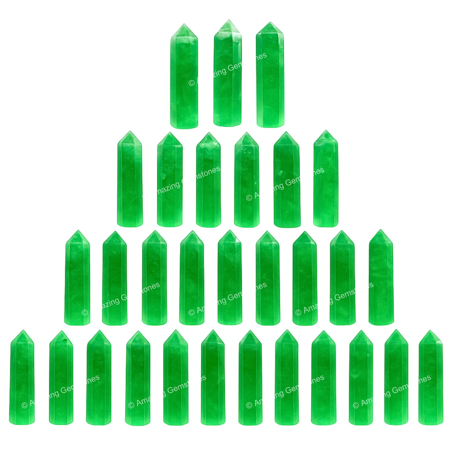 Amazing Gemstone Green Fluorite Crystal Points Bulk Healing Crystals - Pack of 3 Single Terminated Healing Wand Point Bulk Crystals for Crafts, Crystal Grid, DIY Work - - Beginners Gift