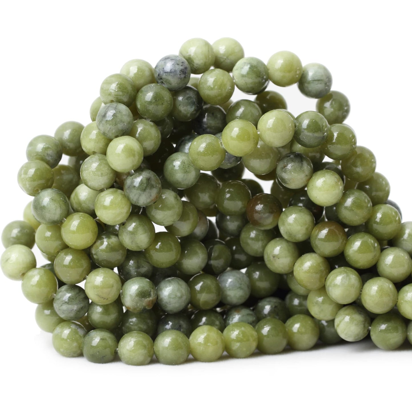 CHEAVIAN 45PCS 8mm Natural Taiwan Green Jade Round Loose Beads for Jewelry Making DIY Bracelet Necklace Materials 1 Strand 15"