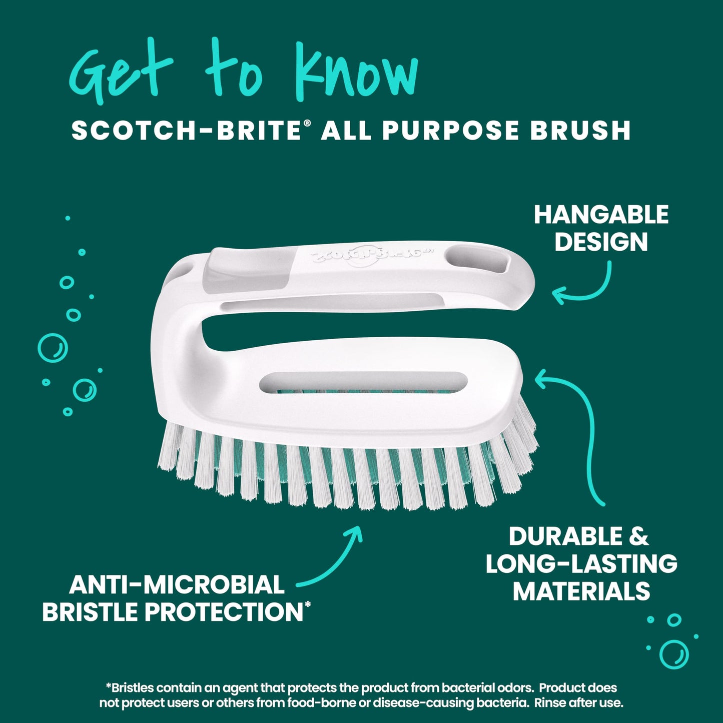 Scotch-Brite All Purpose Brush, For Tile Floors and Walls, Shower Doors, Tubs, Bathroom Fixtures, and More, 6 Count