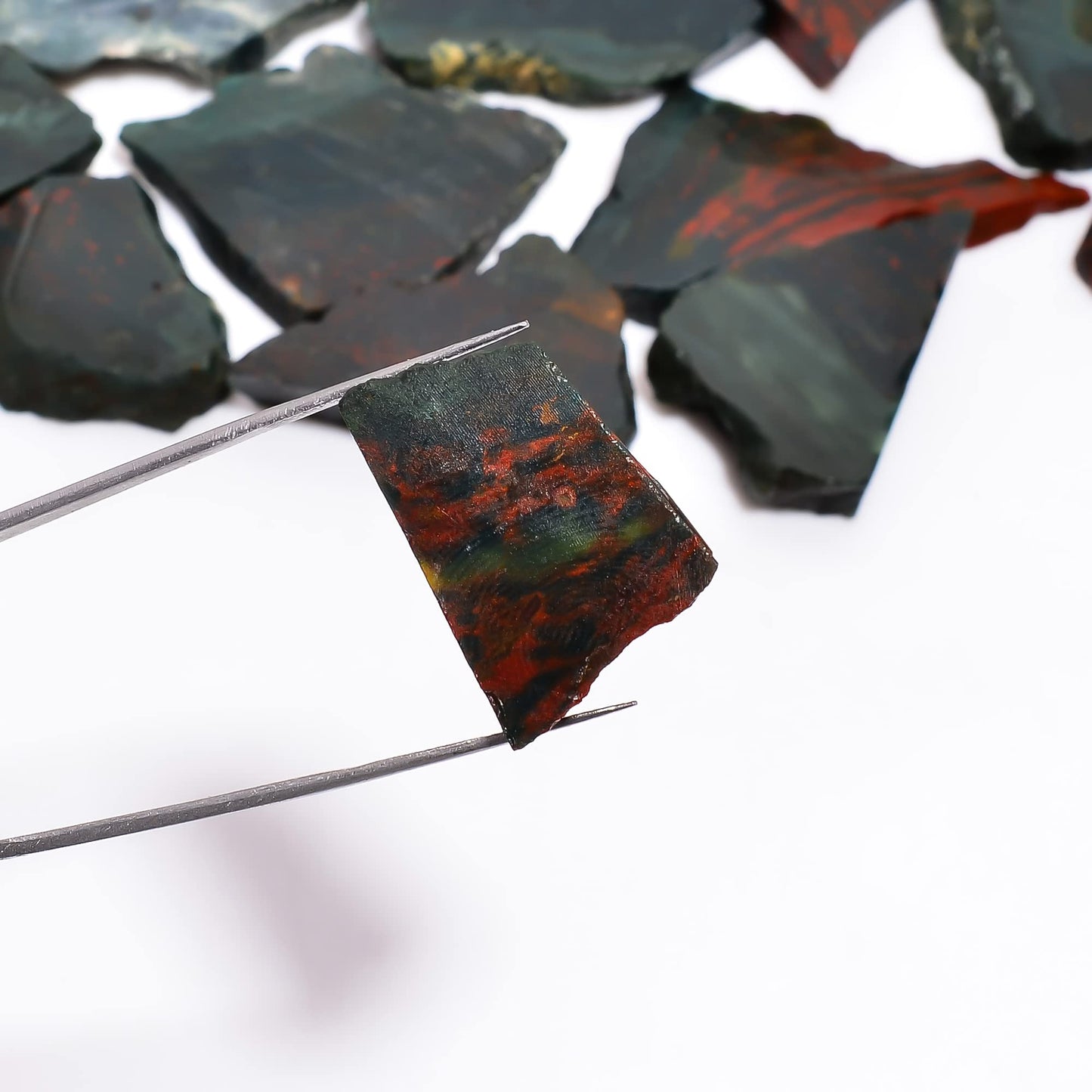 Natural Bloodstone Raw Slice Gemstone- Healing Crystals for DIY Jewelry Making -Loose Natural Cabochon -Perfect for Crafting Unique Jewelry Designs (5 pcs, 25-35 mm)