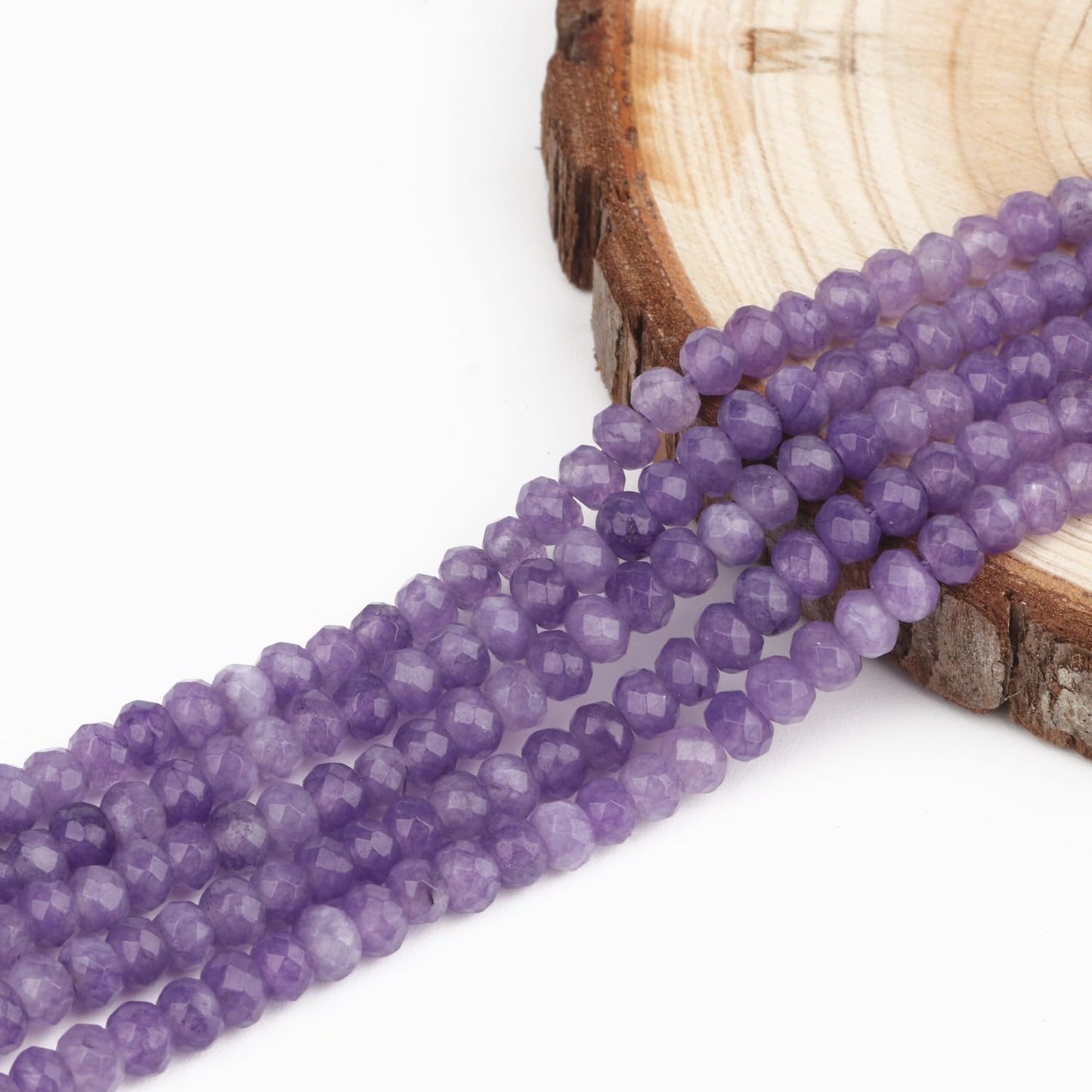 2 String 220PCS 3x5mm Natural Purple Chalcedony Stone Beads for Jewelry Making, Songxi Facted Loose Gemstone Beads for DIY Bracelet Necklace Making Supplies with Energy Healing Chakra Power