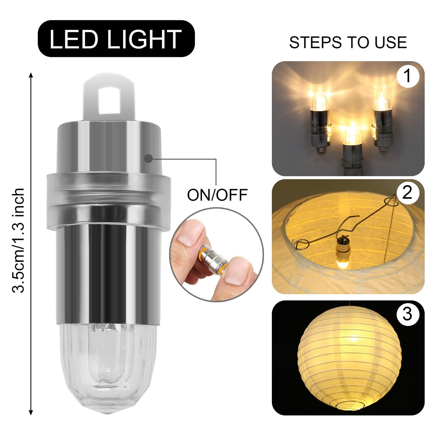 30x Battery Operated LED Party Lights Seasonal Lighting for Balloons Paper Lanterns, Waterproof - Warm White