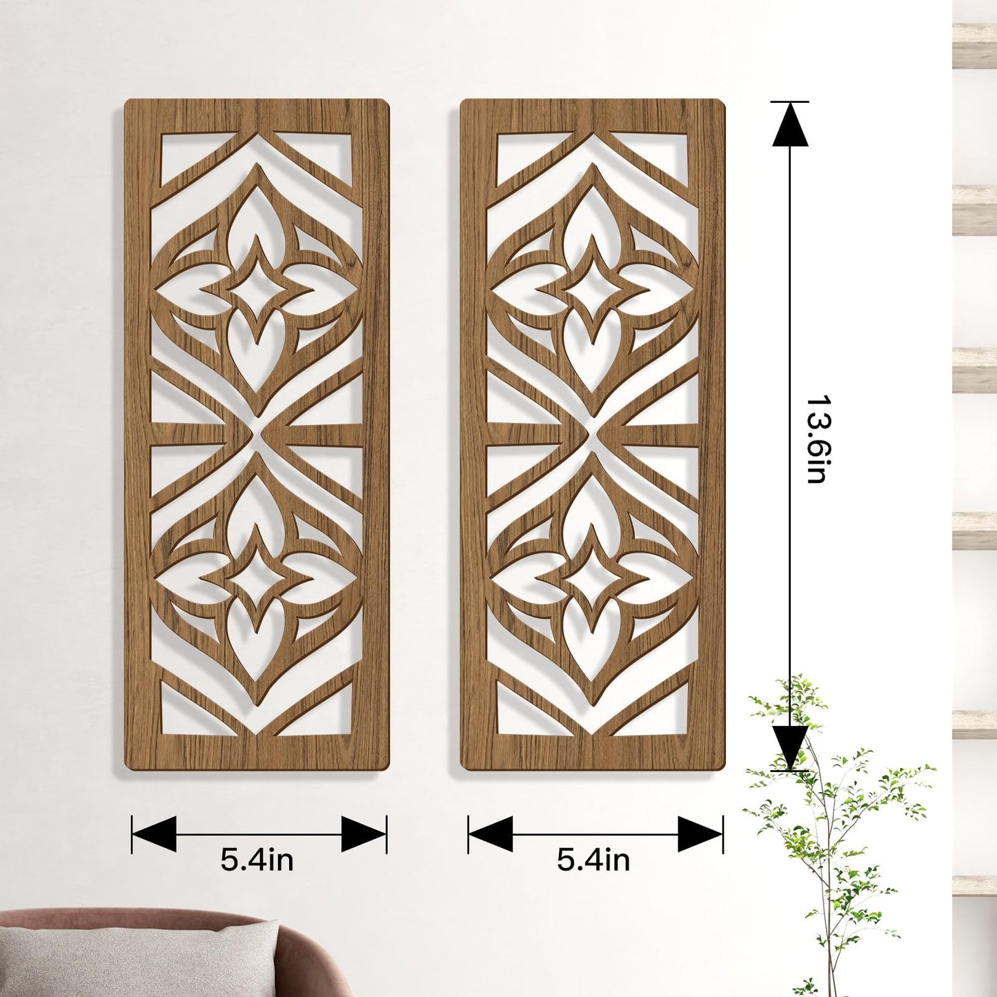Zzbakress 2 Pcs Mid Century Modern Wall Decor Wooden Abstract Geometric Art for Home Living Room Bedroom (Style X)