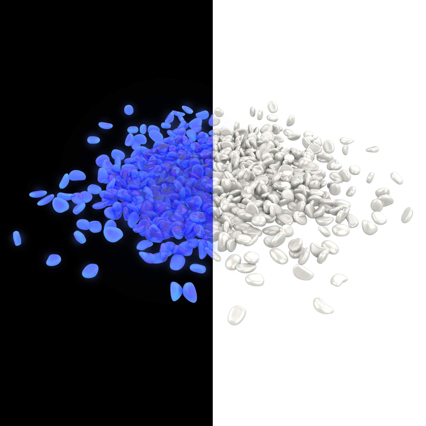 Pure Garden Glow-in-The-Dark Solar Pebble Lights, 500 Ct Blue Decorative Rocks for Flower Beds, Walkways, and Patios