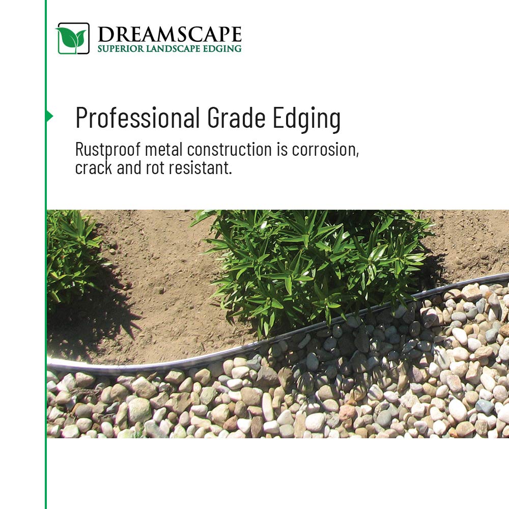 Dreamscape E-Z Edge Aluminum Landscape Edging - 4 Strips, 6ft Each (24ft Total), Black Painted - Professional Quality Landscaping Border, Metal Divider for Lawn, Garden, Flowerbed