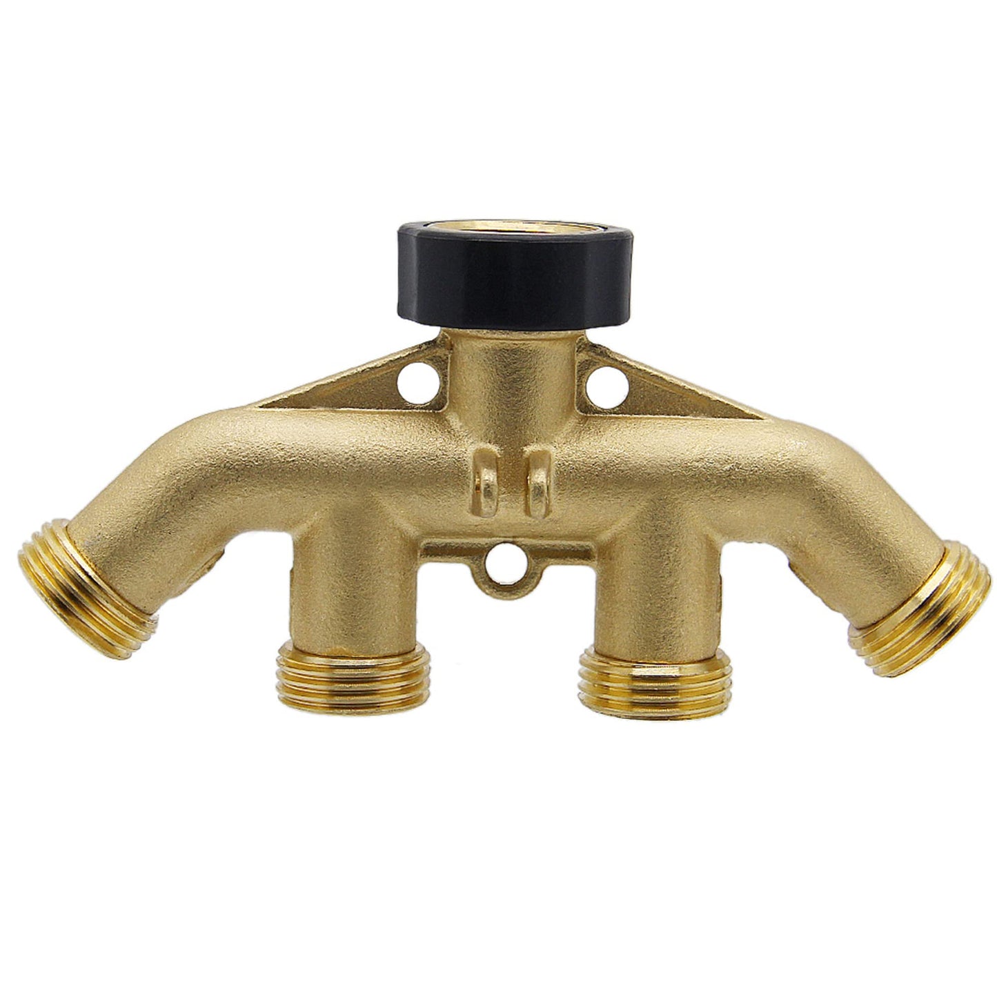 ATDAWN 4 Way Brass Hose Splitter, 3/4" Brass Hose Faucet Manifold, Garden Hose Adapter Connector