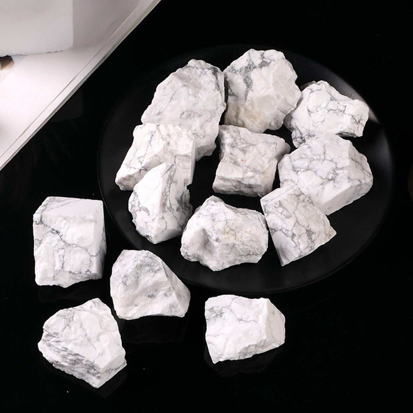 Howlite Raw Crystals Healing Crystals Natural Rough Stones 1.2-2" for Tumbling, Fountain Rocks, Yoga, Meditation, Polishin, Gift 21