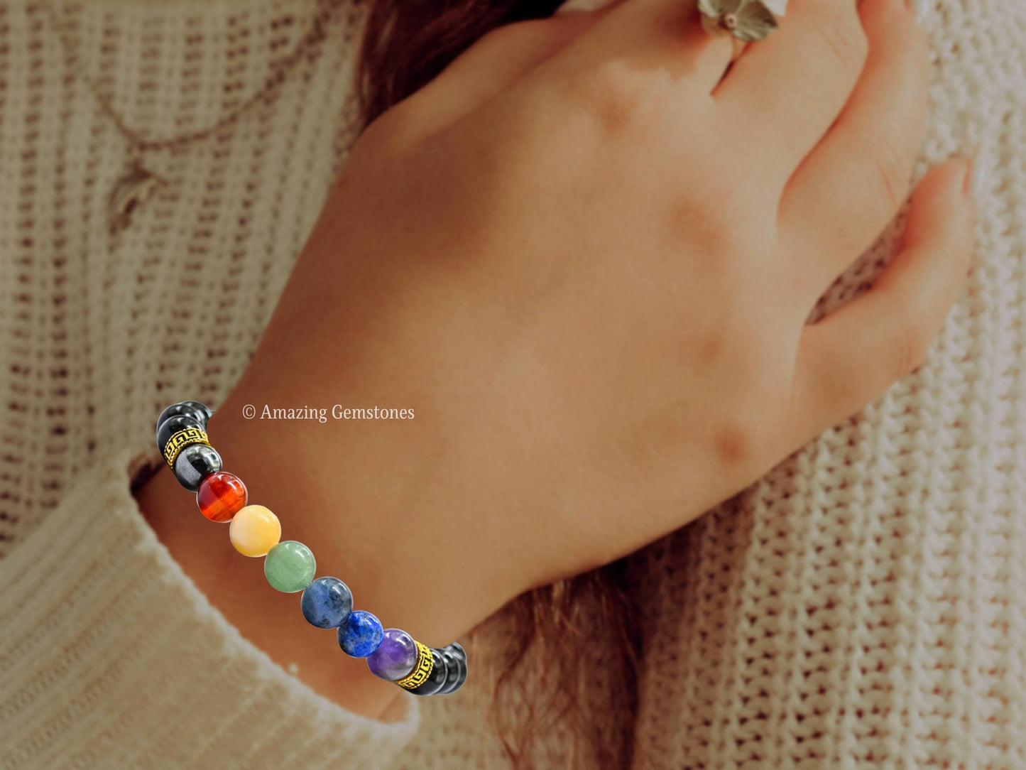 Amazing Gemstone Crystal Bracelet for Women Men's Gifts - Protection Healing Crystal Bracelet - 8mm Gemstone Beaded Stretchable Bracelet Pulseras Para Hombres Mujer Stocking Stuffers Mothers Day Gift (Chakra Bracelet (Black Obsidian))
