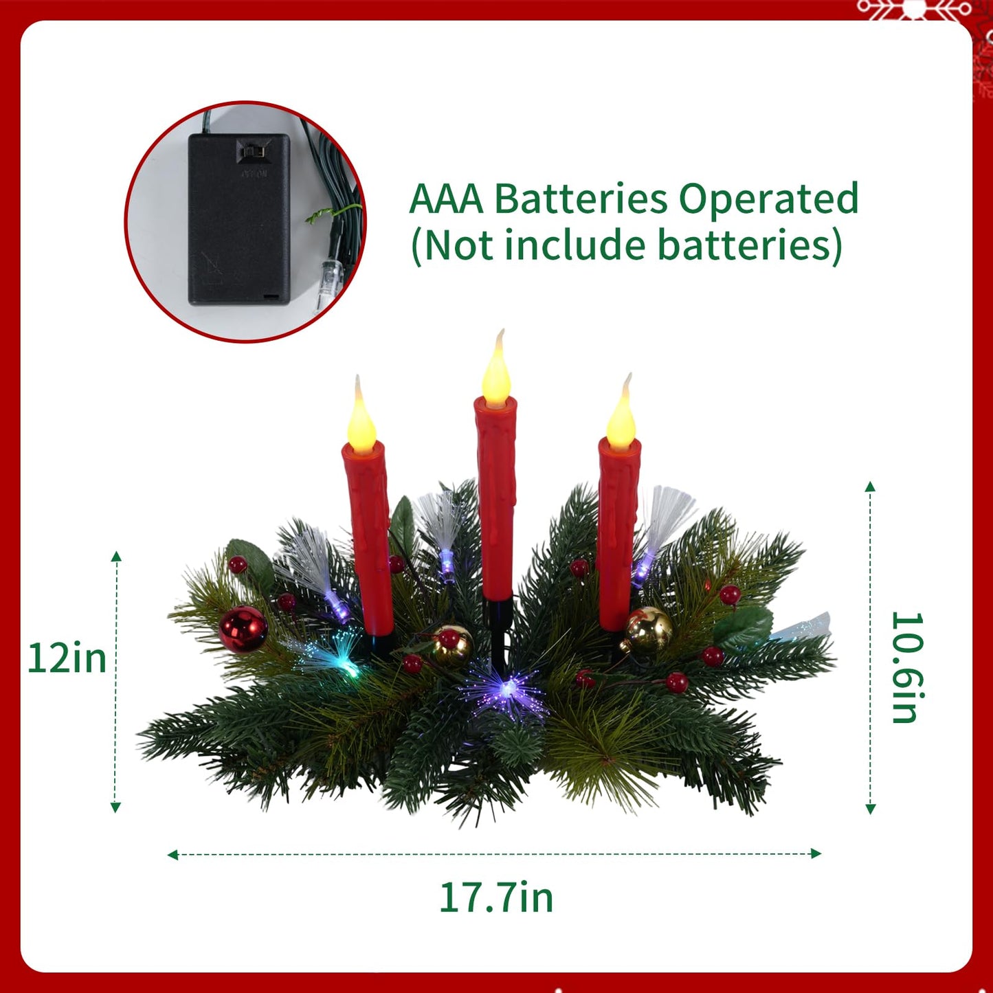 Aokudoni Christmas Decorations: Christmas Table Centerpieces with Artificial Pine Branches Berries Candles Indoor Xmas Decorations for Dining Tables Fireplace Mantel