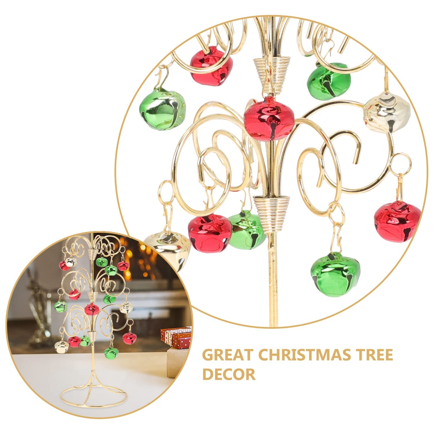 VICASKY Desktop Holiday Tree Ornament Metal Christmas Decoration Rotatable Calendar Xmas Ornaments Realistic Display Stand Gold Table Decor Tabletop Mini Trees (11.40X3.73 Inch)