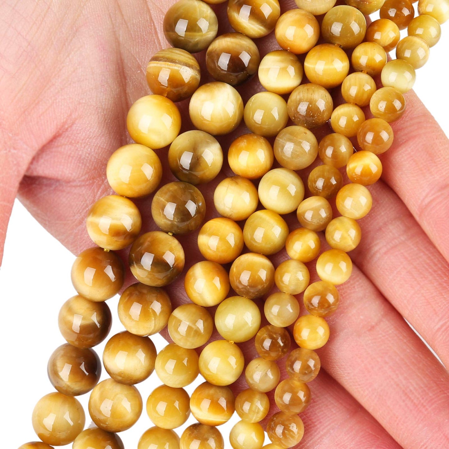 Natural Honey Gold Tiger Eye Beads, Grade AAA Gemstone Round Loose Beads 10MM 40PCs Bulk Lot Options, Semi Precious Stone Beads for Jewelry Making