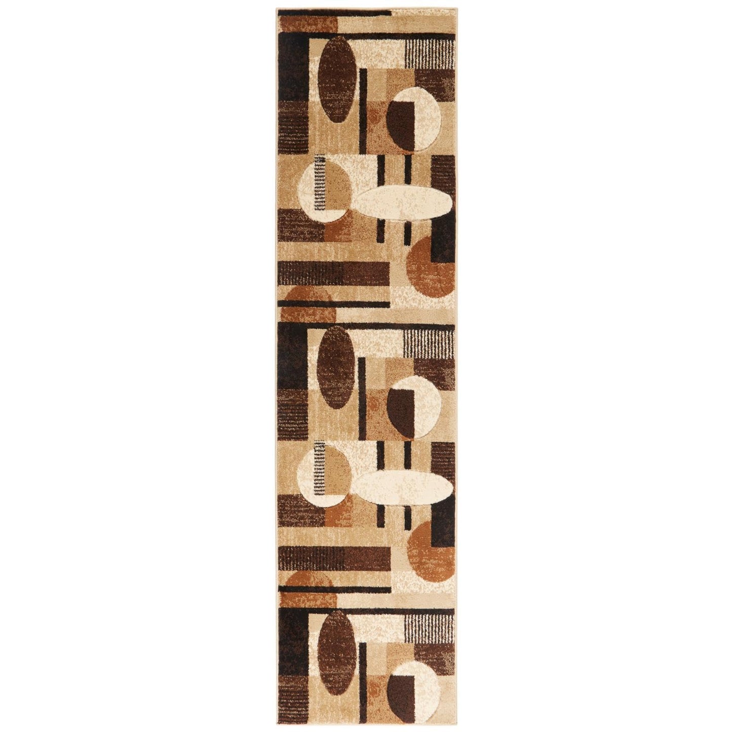 Home Dynamix Tribeca Jasmine Modern Runner Rug, Abstract Brown/Beige 1'9"x7'2"