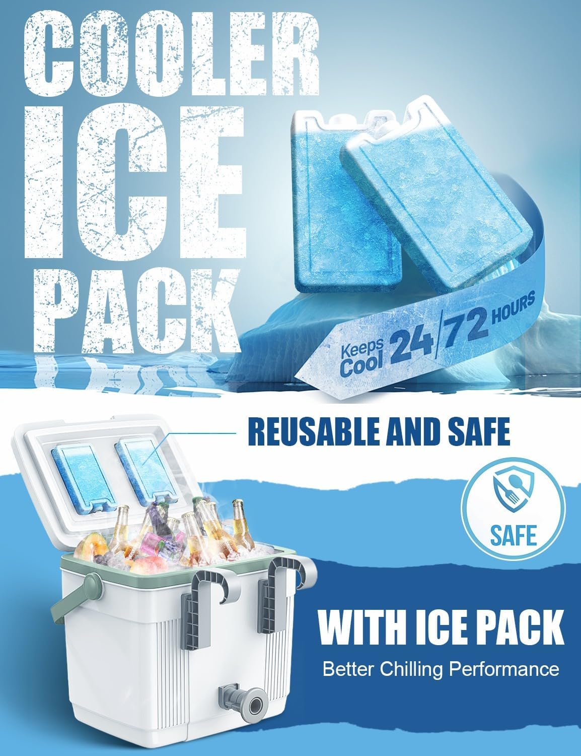 Pool Cooler with 2 Ice Pack – 22L Extra-Large Insulated Hanging Cooler for Above-Ground Pools, Fits Intex Bestway etc, Holds 24 Cans, Keeps Ice 3X Longer, Ideal for Poolside Camping & Outdoor Parties