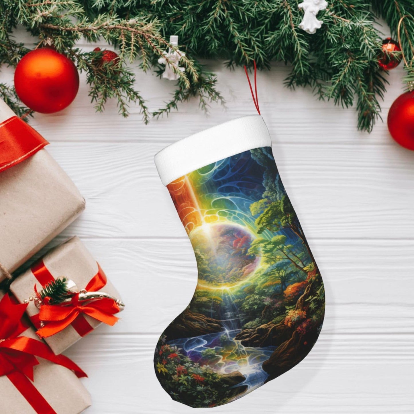 MYHSZTAH Four Season Tree of Life Print Novelty Joyful Season Decorative Socks,Festive Ornament,Traditional Christmas Socks