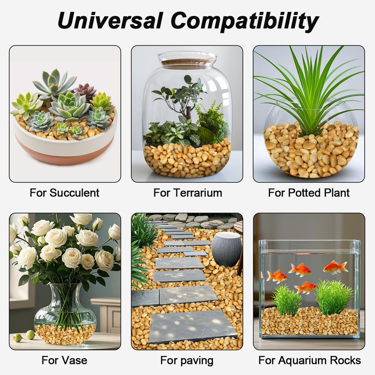 River Rocks for Landscaping,Virekm Decorative Ornamental Pebbles Garden Landscaping Stones Gravel Filler for Home Decoration Flower Bed Fish Tank Plants Vases Succulents (1, Yellow, 5 Pounds)