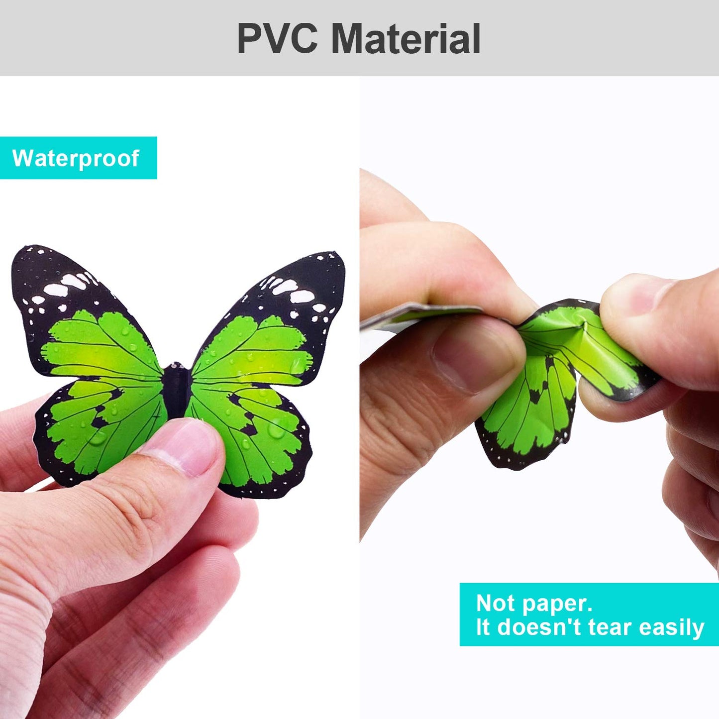 80pcs Butterfly Wall Decor - Plastic Butterflies Wings Foldable Removable Waterproof Reusable Mural Wall Stickers for Home Room Bedroom Party Wedding Christmas Decorations