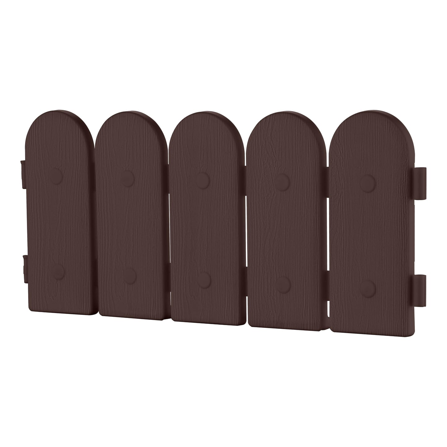 Evelyne Garden Border Plastic Edging: Wooden Fence Design - 8pcs Brown Yard Landscaping Fence Liner Lawn Edge Barrier - 10ft Kit of Decorative Lawn Panels Elements -Landscaping Edging-GMT-10374-A08